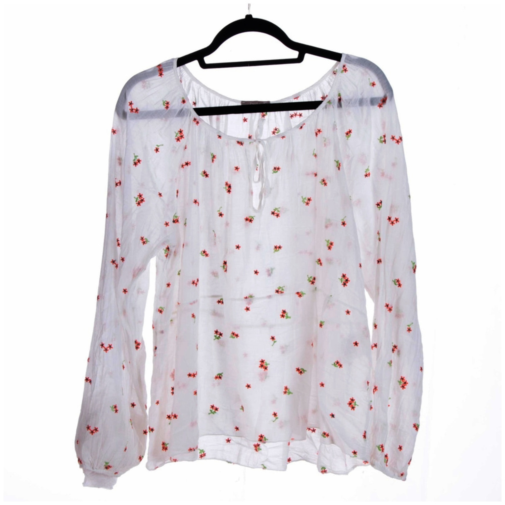 Dixie white floral embroidered blouse sz M